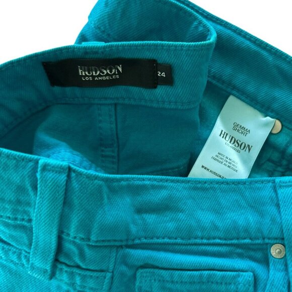 Hudson Gemma Blue Daisy Denim Cut Off Frayed Hem 5 Pocket Shorts NWT NEW 24 - Picture 7 of 8